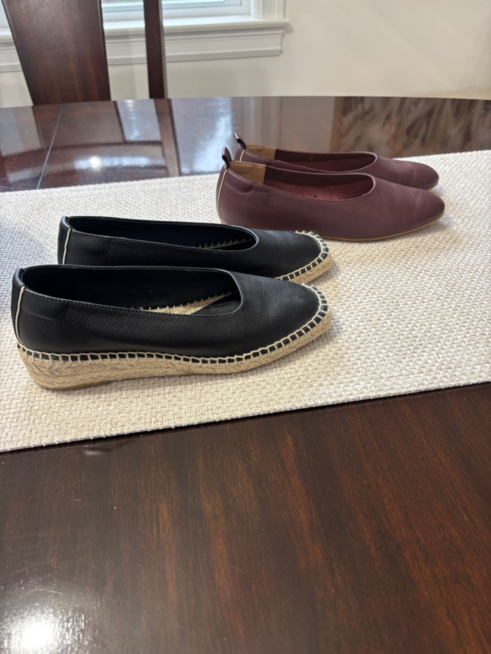 Everlane Black Espadrille Wedge and Everlane Flat